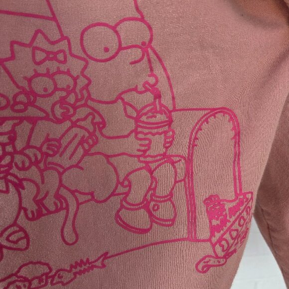 Large Simpsons Graphic Oversized Long Sleeve Two Tone Pink Sweatshirt - Picture 12 of 13